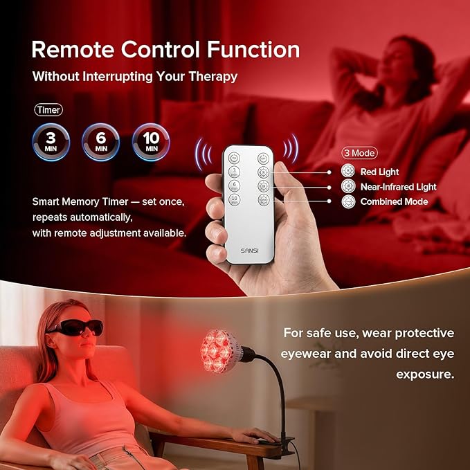 SANSI Red Light Therapy for Body Face with Clip 660nm 850nm 56Pcs Dual Chip LEDs High Irradiance Infrared Light Therapy Lamp for Skin Care Muscle Comfort Scalp Health Relaxation 32W E26 Base