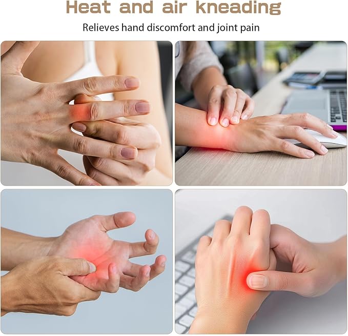 Hand Massager with Heat and Compression Finger Massager Cordless Deep Relaxation Gift for Women Men ChristmasPink