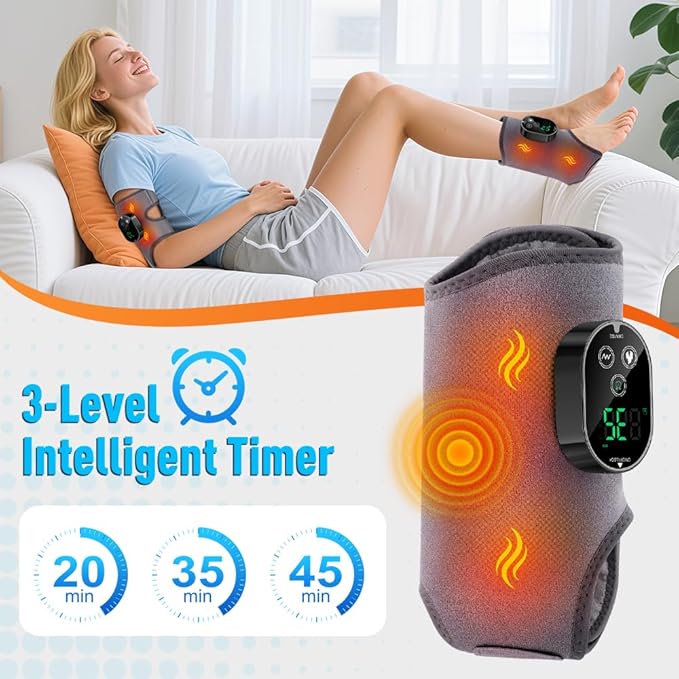 2-Pack Foot Renew Foot Massager Cordless Ankle Heating Pad with Massager Foot and Ankle Massager with Heat 6 Heat Levels &amp 3 Massage Modes with Timer (Grey)