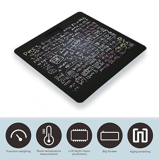 Math FormulaScale for Body Weight with LCD High Precision Weighing Scales Fashion Sturdy Tempered Glass Weight Scales Easy-to-Read Digital Bathroom Scale for Daily 400lb