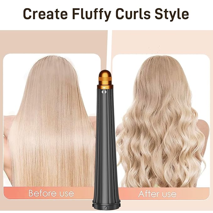 0.78-1.4in/20-36mm Long Curling Barrel for Dyson Airwrap Attachment for Dyson Supersonic Hair Dryer HD01 HD02 HD03 HD04 HD07 HD08 HD15 HD16 2 In 1 Automatic Hair Curling Barrel with Adapter Gold