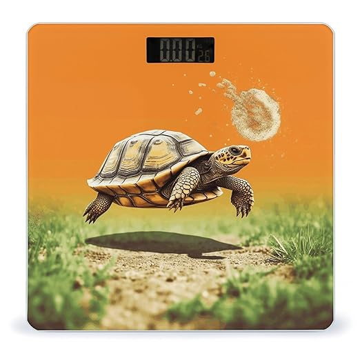 Tortoise Turtle Jumping Bathroom Scale Large LCD Backlight Display Digital Scale Rounded Corners Body Scales Automatic Power On/Off Bathroom Scales for Home Bedrooms