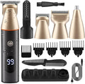 BAHREL Beard Trimmer for Men All in One Mens Beard Grooming Kit IPX7 Washable Mustache Nose Hair Trimmer Foil Trimmer &amp Body Shaver Electric Razor for Men Gifts (Color : Gold)