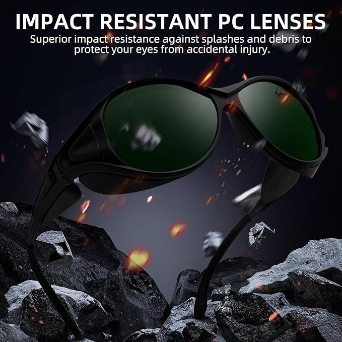 Wrap Around Side Shields &amp TR90 Frame Laser Safety Glasses ANSI Z87.1 for Welding/Red Light Therapy