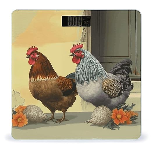 Italian Chickens Bathroom Scale for Body Weight Bathroom Weighing Scale with Backlit LCD Display Highly Accurate Measures Weight Up to 180kg