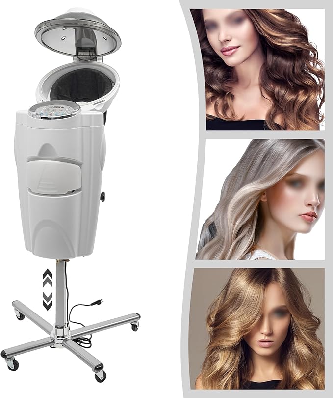 Professional Hair Steamer Machine Lights Adjustable Hair Steamer Multi-Function Hair Conditioning Steamer with Ozone &amp Cold Mist Deep Moisturizing Hair Care Hot Mist for Spa Home Use Salon