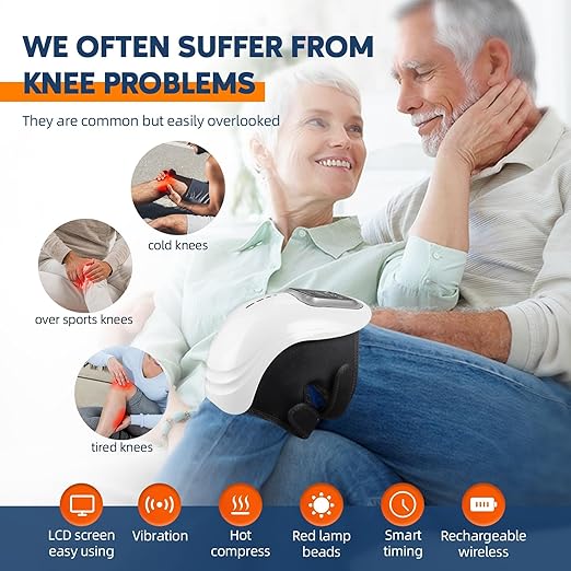 IeBilif Cordless Knee Massager Heat and Vibration Heated Knee Massager Large LED ScreenGift for BirthdayGift for Husband Mom Dad