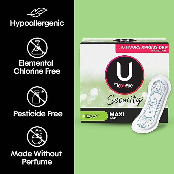 U by Kotex Maxi Pads Long Super Unscented 22 ea (Pack of 6)