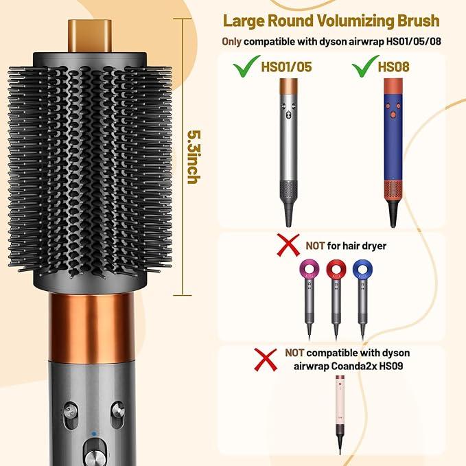 Filter Cage Cover and Upgraded Large Round Volumizing Brush for Dyson Airwrap