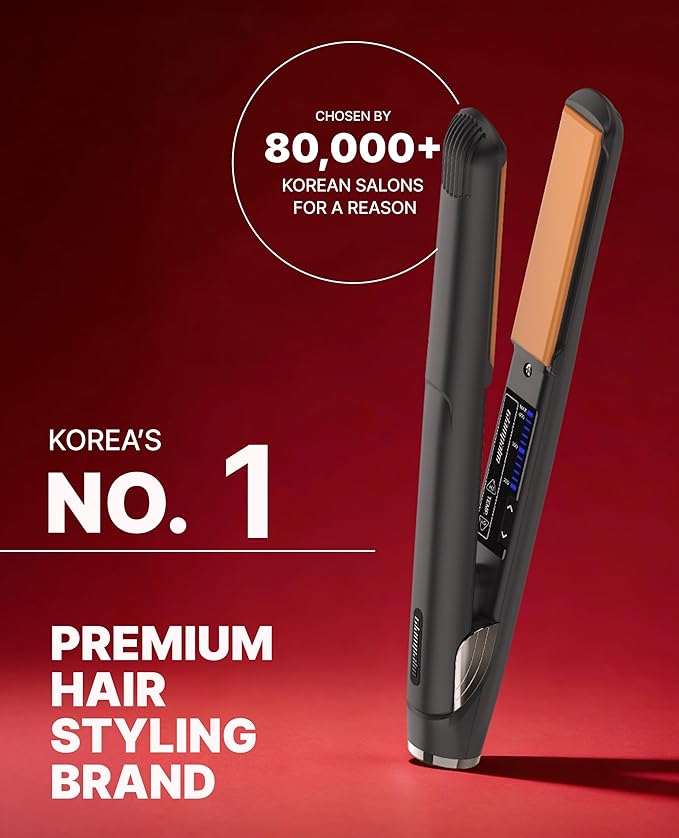 GLAMPALM Classic Vibrating 1 | Ceramic Flat Iron Infused with Vita-C Korean No.1 Hair straighteners for Women Dual Voltage Low Heat Hair Straightener Hair Styling Irons | GP225