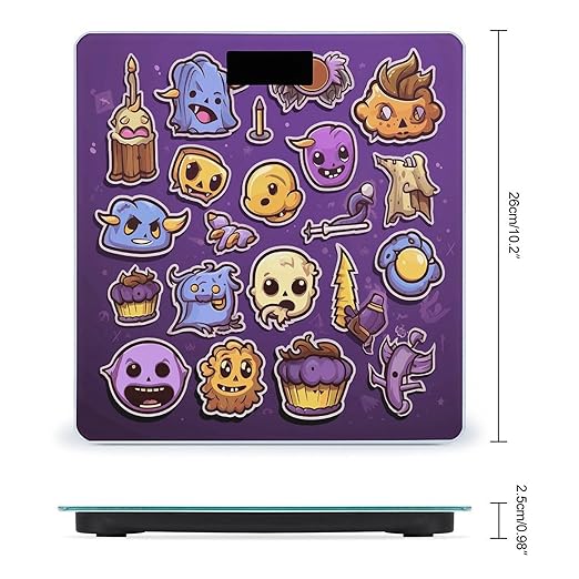 Purple Cartoon Style Scale for Body Weight Precision Bathroom Weighing Scales with Back Lit LCD Display Sturdy Tempered Glass Body Weight Scales Digital Bathroom Scale 400lb