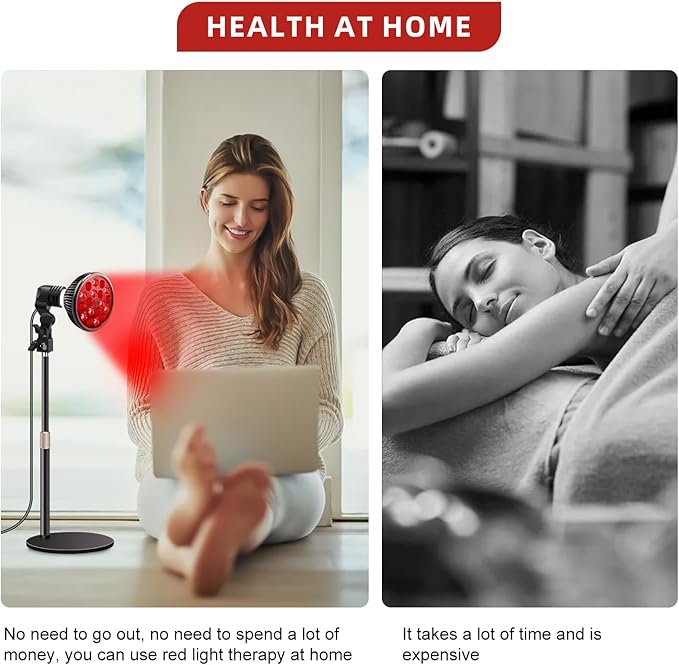 Red Light Therapy Lamp with 16.5 inch Adjustable Stand 660nm Red Light and 850nm Near Infrared Light Combo for Face and Body Use