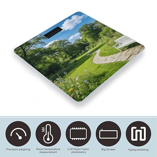 Green Garden Smart Scale for Body Weight Digital Bathroom Scale Toughened Glass Weight Scale with Large LCD Backlight Display High Precision Scales Weighing Machine