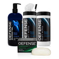 Defense Soap Peppermint 4 Oz Bar (Pack of 2) Body Wipes 40 Count (Pack of 2) &amp Body Wash 32 oz - Natural Shower Gel