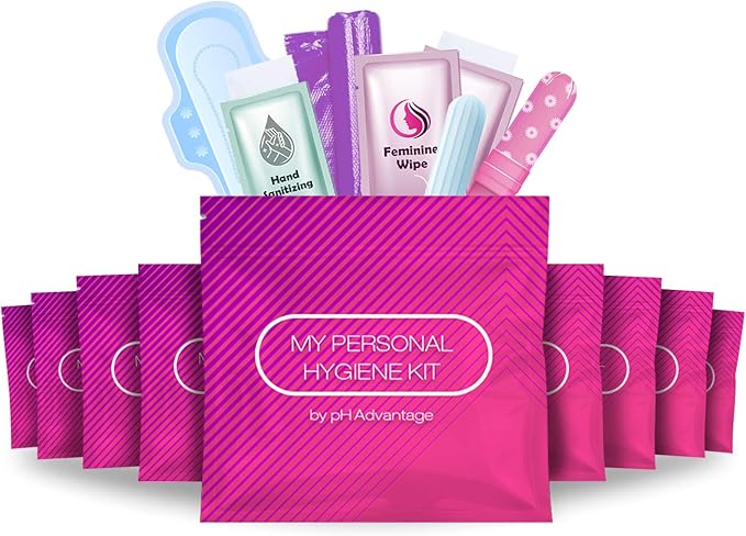 Pink Style Menstrual Kit All-in-One 10 Pack | Convenience on The Go | Period Kit Pack for Travelling Tweens &amp Teenagers or just When You’re Out | Individually Wrapped Feminine Hygiene Product