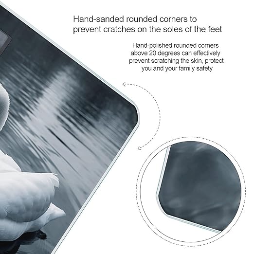 Geese on The River Scale for Body Weight Anti-Slip Tempered Glass Digital Bathroom Scales Clear LCD Display Weighing Scale Safe Rounded Corners Smart Scales