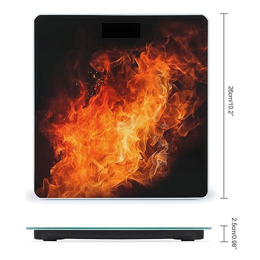 Roaring FlameScale for Body Weight with LCD High Precision Weighing Scales Fashion Sturdy Tempered Glass Weight Scales Easy-to-Read Digital Bathroom Scale for Daily 400lb