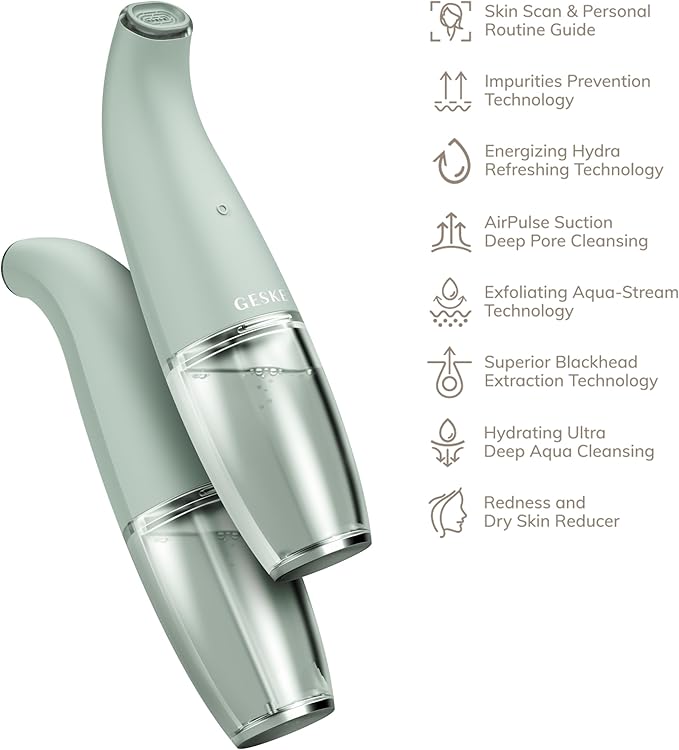 GESKE SmartAppGuided™ Aqua-Stream Face Cleanser | 8 in 1 | Deep Pore Cleansing | Impurities Prevention | Blackhead Extraction | Reduce Red &amp Dry Skin | Use with Our Aqua-Stream Solution