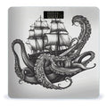 Black and White Octopus and Ship Bathroom Scale Weight Scale for Body WeightHighly Accurate Digital Weighing Machine Clear LED Display Digital Bathroom Body Scale 400lb/182kg