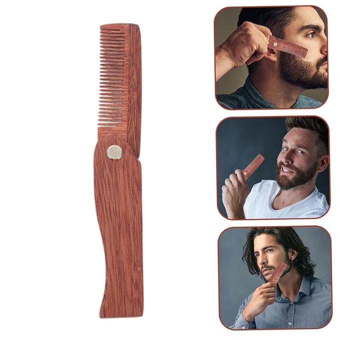 Beaupretty 3pcs Folding Mustache Comb Beard Brush Portable Hair Tool Household Use Hair Supply