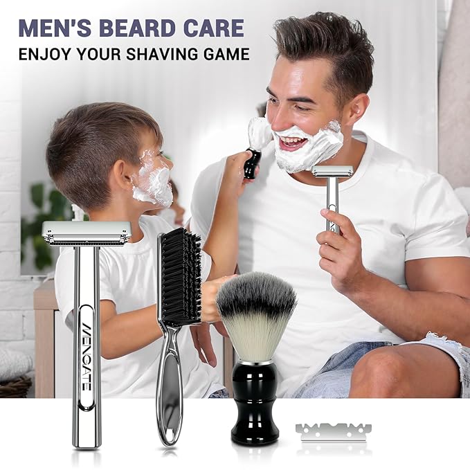 Adjustable 2-Blade Safety Razor Set with Magnetic Head for Men Women - with 10 Blades Shave Brush - Precision Shaving Reusable &amp Plastic-Free Shaver for Beard Head Leg Shaving