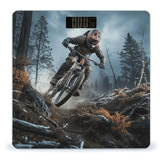 Mountain Bike Tournament Bathroom Scale for Body Weight LCD Display Digital Bathroom Scale Tempered Glass Bathroom Weight Scales Fashion Smart Scales for Home Bedroom 400 Lb