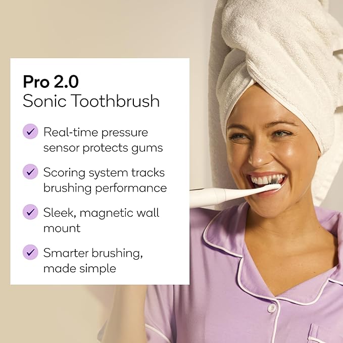 Burst Pro 2.0 Sonic Toothbrush for Adults (White) | Electric Toothbrush with Smart Pressure Sensor | Soft Bristles | 5 Modes/Refined Scoring System | USB-C Charging | Magnetic Wall Mount