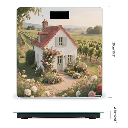 French Country Weight Scale Large Digital Bathroom Scales with Bright LED Display Non Slip Digital Scale and Step On Fashion Weighing Machine for Body
