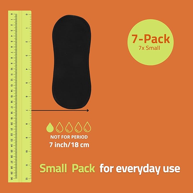 Non-Slip &amp Wingless Reusable Panty Liners for Women (Small 7-Pack) – High-Temp Washable Cloth Panty Liners for Vaginal Discharge – Breathable Soft Organic Cotton Keeps You Fresh &amp Dry for Da