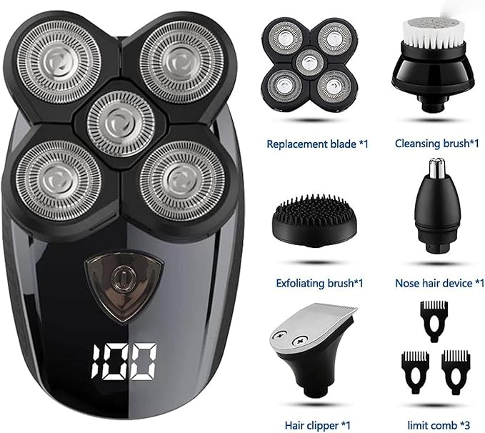 Electric Shaver Multifunctional Grooming kit Electric Shaver Wet Dry for Men Electric Razor Rechargeable Bald Head Shaving Machine Beard Trimmer Trimmer