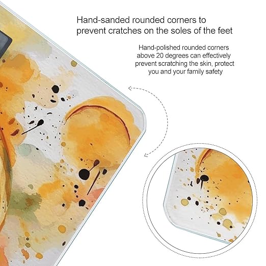 Watercolor Orange Slice Scale for Body Weight Anti-Slip Tempered Glass Digital Bathroom Scales Clear LCD Display Weighing Scale Safe Rounded Corners Smart Scales