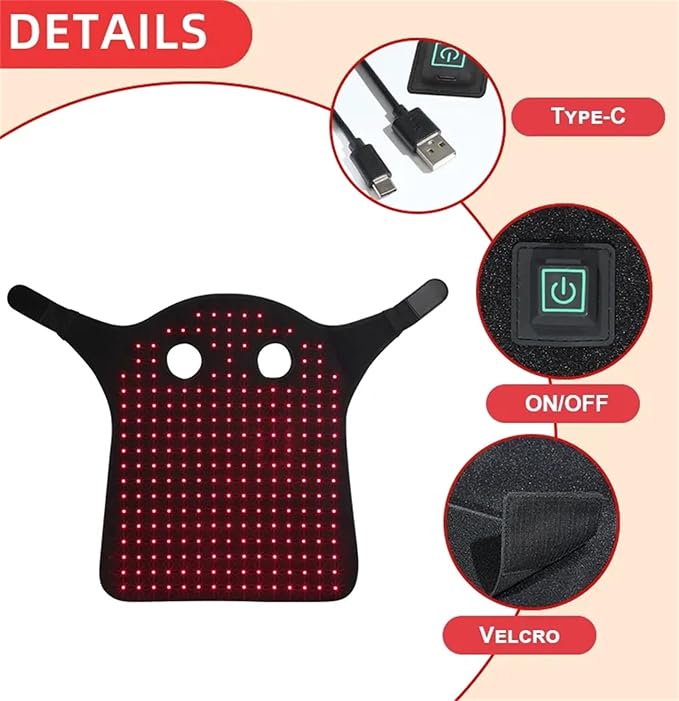 Red Light Therapy for Horses Head 660nm 850nm Wearable Near Infrared Light Cap Rechargeable 15 mins Timer for Equine Head Pain Relief M
