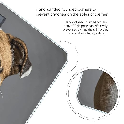 English-Bulldog Scale for Body Weight Digital Bathroom Scale Toughened Glass High Precision Scales for Body Weight with Large LCD Backlight Display Weight Scales