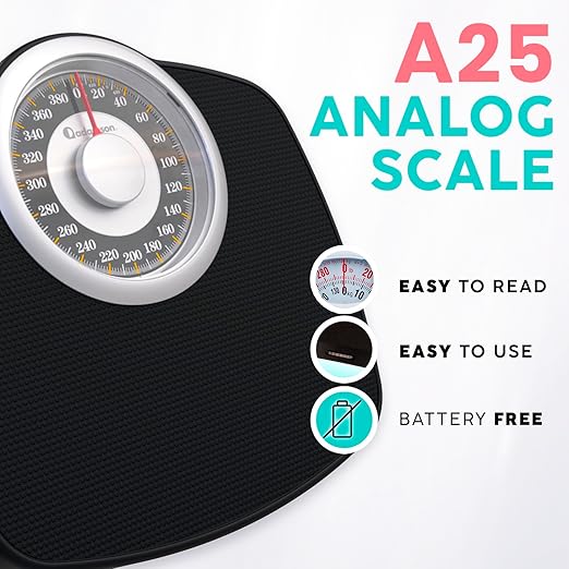 Adamson A25 Scales for Body Weight - Up to 400 LB - 5.3 Dial on 12.4 x 10.2 Platform - Anti-Skid Rubber Surface - High Precision Bathroom Scale Analog - Durable with 20-Year Assurance - Gold