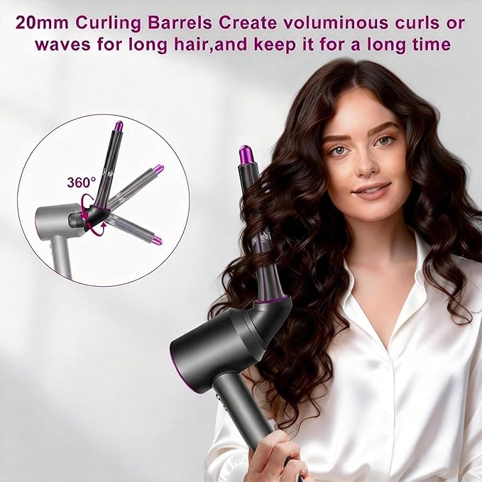 2 Pieces 20mm/0.78 Inch Long Hair Curling Barrels for Dyson Airwrap Styler Attachment with 2 Adapter for Dyson HD01 HD02 HD03 HD04 HD07 HD08 HD15 HD16 Converting Hair Dryer To Curling Iron