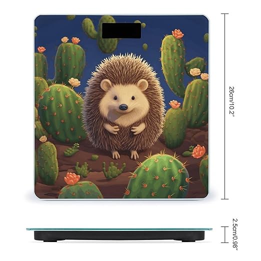 Hedgehog Cactus Scale for Body Weight High Precision Digital Weight Scales with LCD Display Anti-Slip Sturdy Slim Tempered Glass Bathroom Scale for Home Use