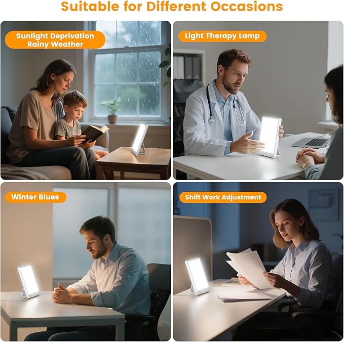 10000 Lux Light Therapy Lamp - Full Spectrum Therapy Light 3 Color Temperature &amp Wall Mount Therapy Lamp Portable Daylight Lamp for Home &amp Office Memory Function &amp Touch Control.