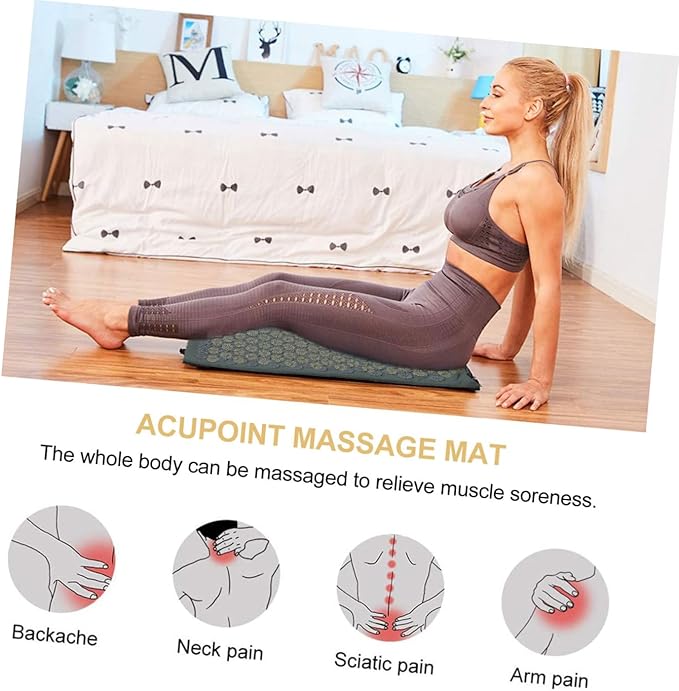 Acupressure Massage Mat and Shiatsu Massage Pillow Set with Carry Bag Portable Acupuncture Therapy Cushion for Neck and Back Relief Washable Yoga Exercise Mat for Wellness and