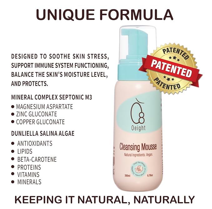 Cleansing Mousse: Natural Baby Body Wash Foam with Dunaliella Salina Dead Sea Minerals Soothes Softens Energizes Protects Skin 6.76 Oz
