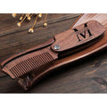 Personalized Folding Wooden Comb - Men's Beard Mustache &amp Hair - Miller Design