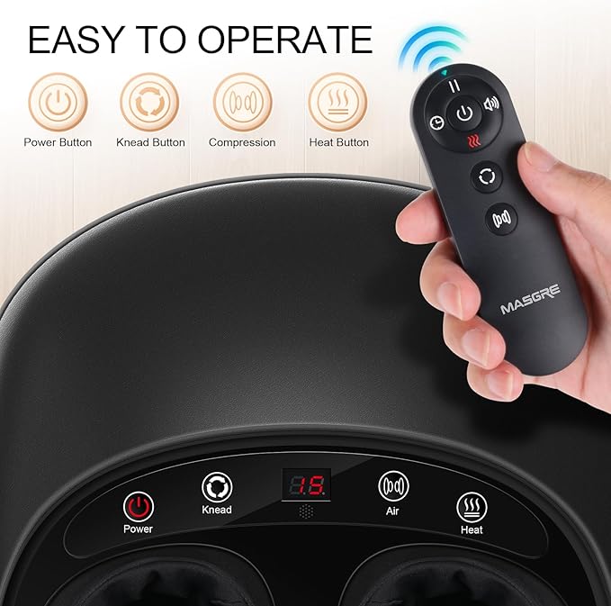 Foot Massager with Heat Deep Kneading Therapy Compression Shiatsu Feet Massager Machine for Plantar Fasciitis Neuropathy Pain Birthday Gifts for Women Mom Men Dad