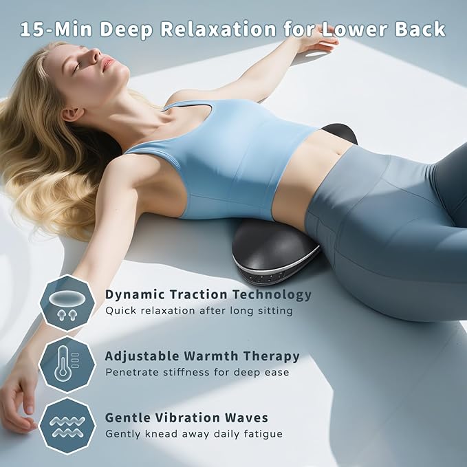 Zenopax Electric Lower Back Massager for Pain Relief with Dynamic Airbag Traction 3-Level Heat Vibration - Quick Relaxation Easy to Use Home/Office Use