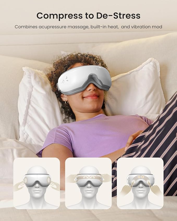 RENPHO Eyeris 1V Eye Massager with Heat FSA Eligible HSA Christmas Gifts for Women Men Eye Mask for Migraines Voice Control Eye Care Eye Massager for Migraines Reduce Strain