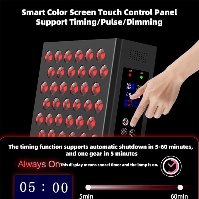 GOURIXIN Red Light Therapy for Full Body 150 Dual Chips LEDs 660nm &amp 850nm Red and Near Infrared Clinical Grade LED Panel with Touchscreen and Timer