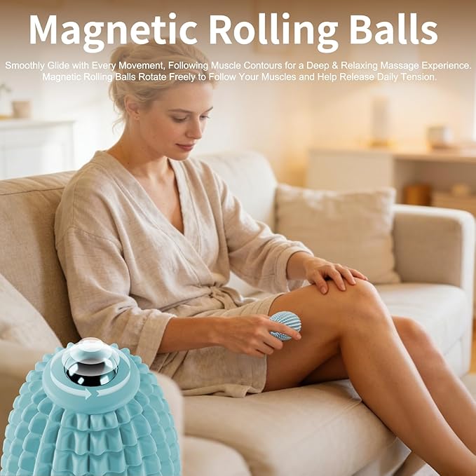 Vibrating Massage Ball for Plantar Fasciitis Silicone Trigger Point Myofascial Massage Ball Deep Tissue Roller for Back Neck Foot Muscle Recovery Hip &amp Psoas Release Tool (Blue)