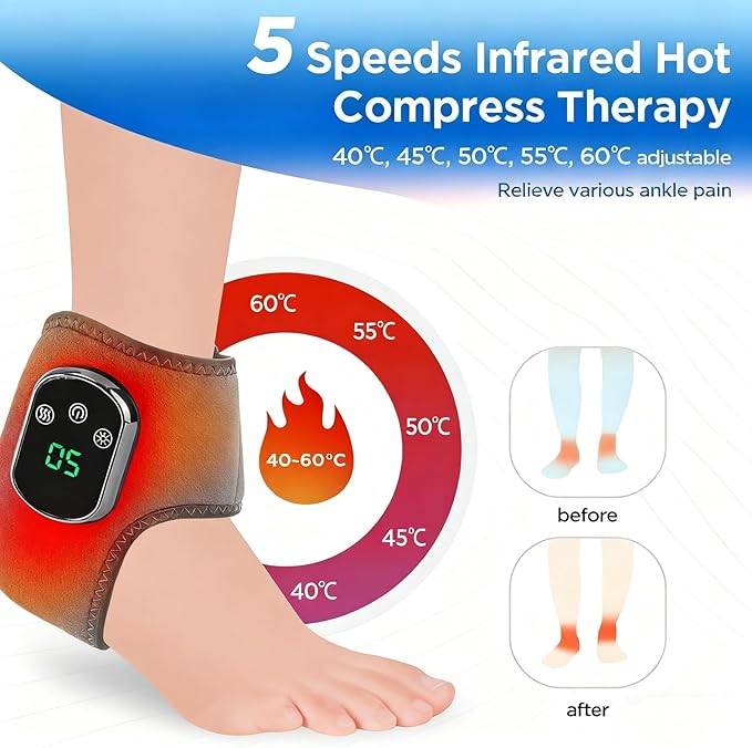 Wireless Portable Foot Massager with Triple Method - 3 Vibration Modes &amp 5 Heat Levels for Reviving Comfort and Daily Muscle Relaxation (1pcs)