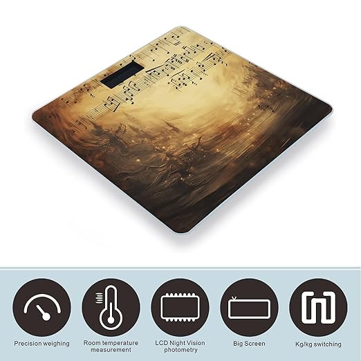 Sheet Music Digital Bathroom Scale for Body Weight Weighing Scale with Backlit LCD Display High Precision Measurements &amp Measures Weight Up to 180kg