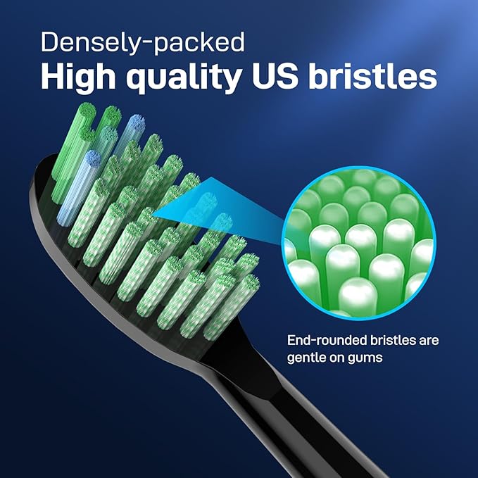 Toothbrush Replacement Heads Compatible with TAO Clean Sonic Electric Toothbrush - Daily Care Whitening Brush Heads Compatible with Taoclean Black