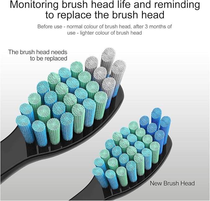 Replacement Brush HeadsCompatible for Seago for Fairywill Electric Toothbrush Head(10pcs Black)