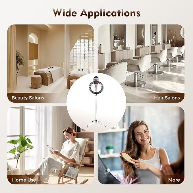 3-in-1 Orbital Rotating Hair Processor - 950W Infrared Hooded Dryer Steamer with with Adjustable Height and Wheels for Perm Styling Hair Care Station for Salon Home Use